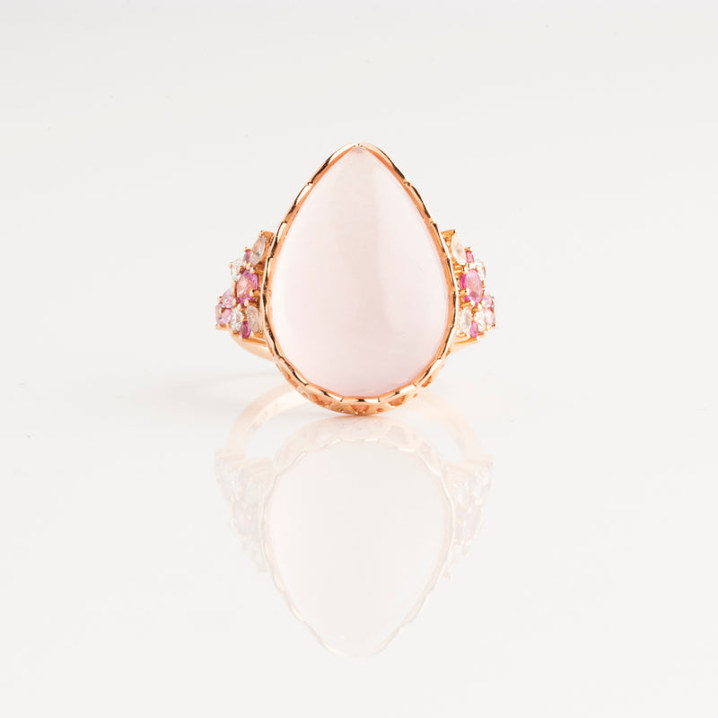 MORNING DEW ROSE QUARTZ RING