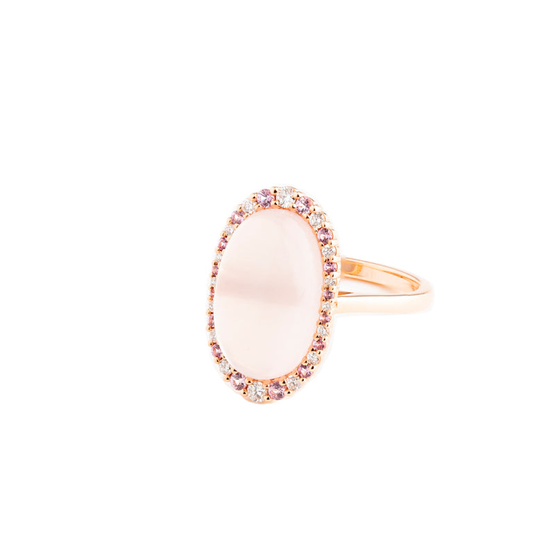 MORNING DEW ROSE QUARTZ RING