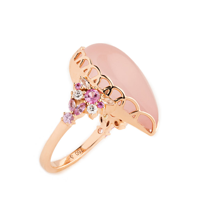 MORNING DEW ROSE QUARTZ RING