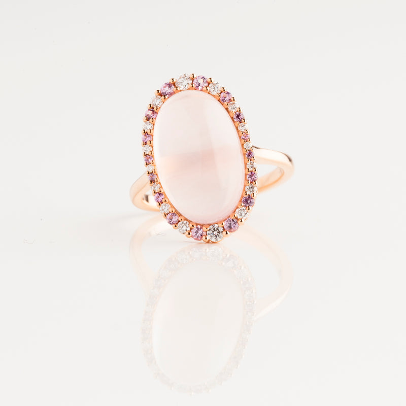 MORNING DEW ROSE QUARTZ RING