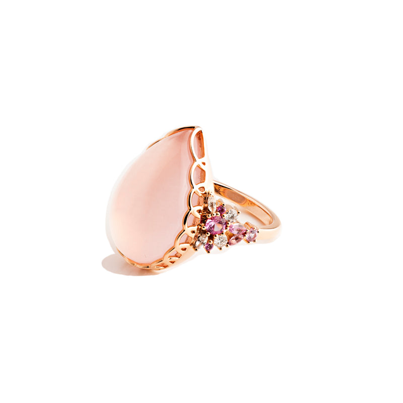 MORNING DEW ROSE QUARTZ RING